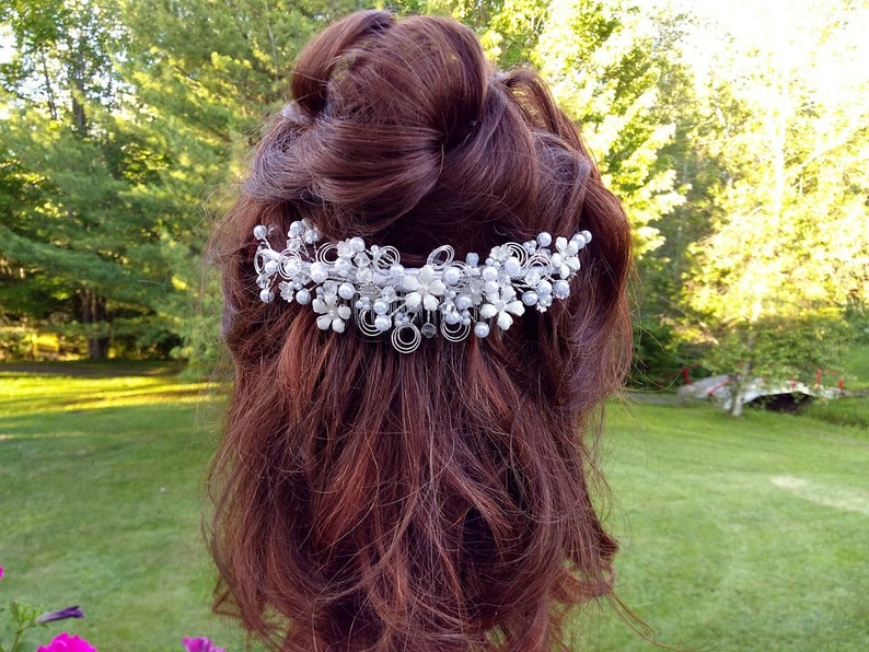 Pearl wedding tiara Headpiece for the bride Hair jewelry for the ball image 1