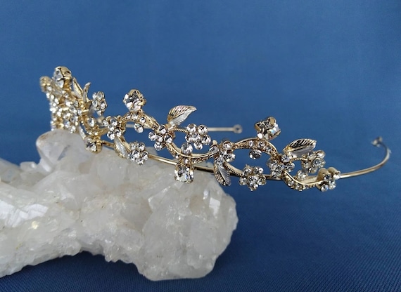 Gold and silver Wedding Diadem with Rhinestones, … - image 7