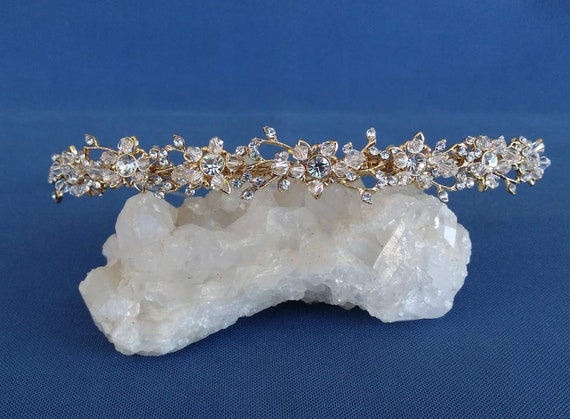 Gold Wedding Tiara with rhinestone and crystals, … - image 5