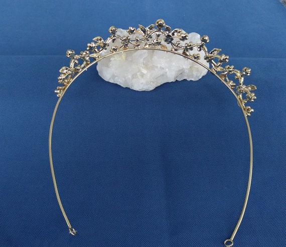 Gold and silver Wedding Diadem with Rhinestones, … - image 5