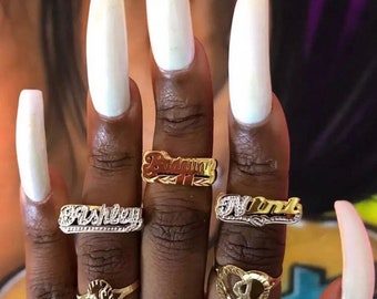 Gold-plated Exaggerated Thick Line Personalized Hip Hop Rings