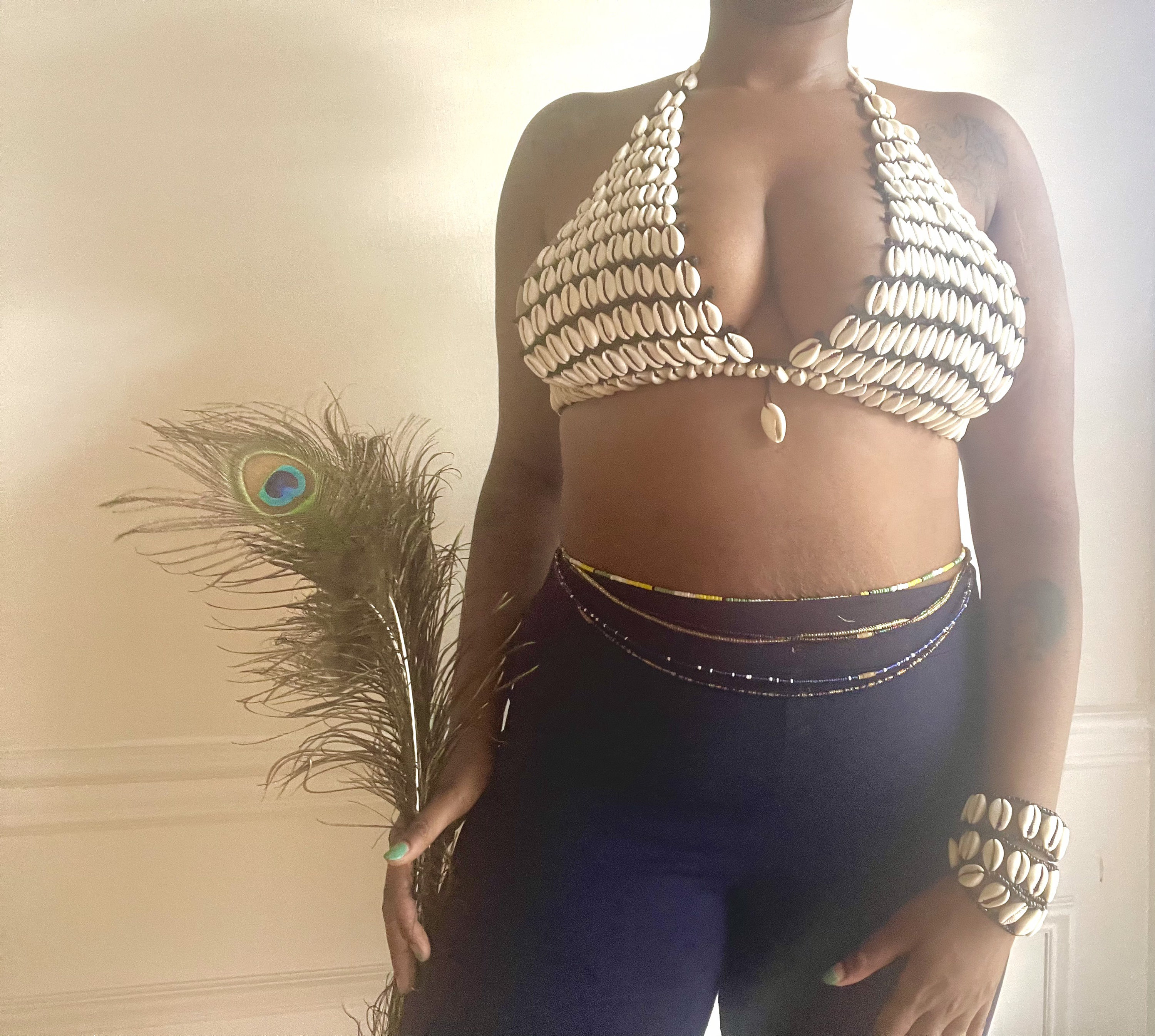 Cowrie Shell Bralet Goddess Top Cowrie Shell Top Black Owned Business