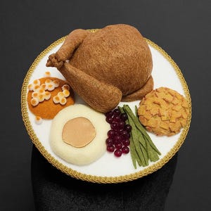 Delicious Thanksgiving Dinner Plate Fascinator Hat or Desk Decor ~ Made to Order