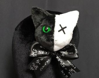 Black and White Schrödinger's Cat Fascinator ~ 9+ Eye Colors Available! ~ Made to Order