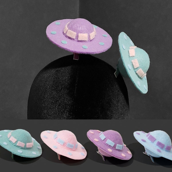 Kawaii-Fi Mini Pastel UFO Space Ship Hair Clip or Desk Decor ~ Made to Order