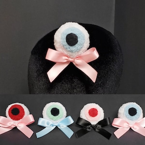 Creepy Cute Plushy Blue Eyeball Hair Bow or Desk Decor ~ Available in 9 Eye and Bow Colors