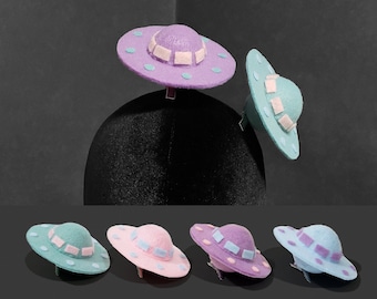 Kawaii-Fi Mini Pastel UFO Space Ship Hair Clip or Desk Decor ~ Made to Order