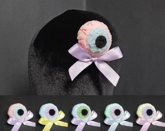 Plushy Multicolor Bloodshot Eyeball Hair Bow or Desk Decor ~ Available in 8 Sclera and 9 Iris Colors!