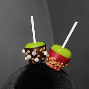 Sweet Fair Mini Candy and Caramel Apple Hair Clips, Place Setting, or Party Favors - Made to Order