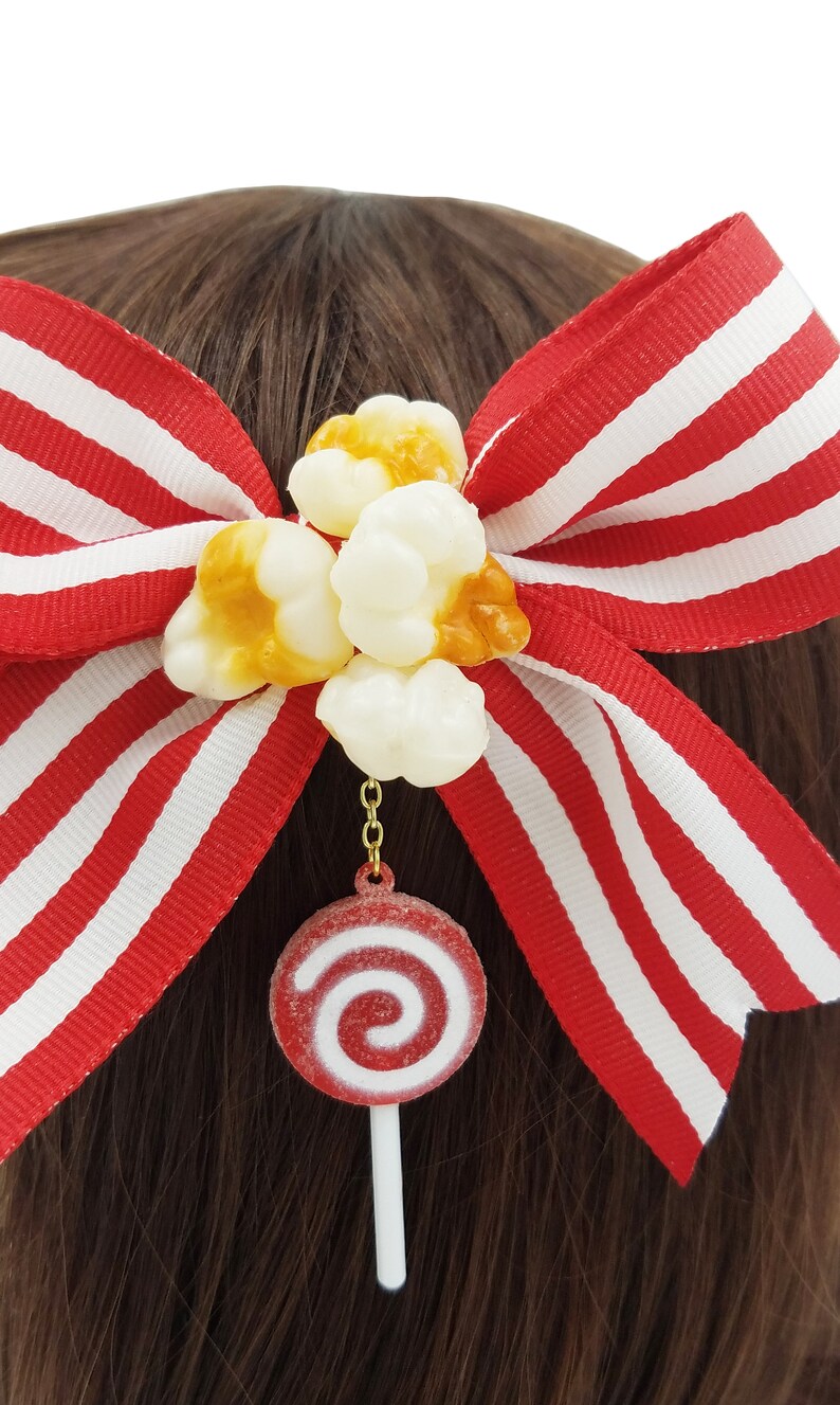 Striped Carnival Popcorn and Lollipop Hair Clip and Pin Etsy