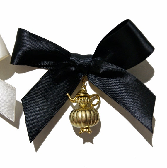 Beautiful Victorian Style Gold or Silver Teapot Hair Bow and Etsy