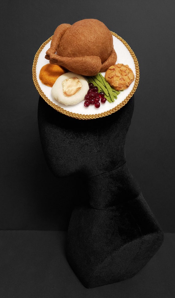 Delicious Thanksgiving Dinner Plate Fascinator Hat or Desk Decor