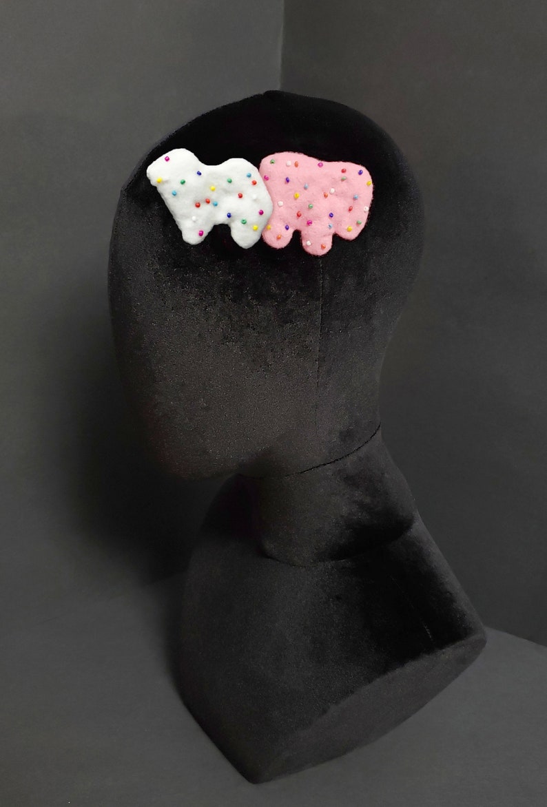 Sweet Pink and White Frosted Circus Animal Cookies Hair Clips Etsy