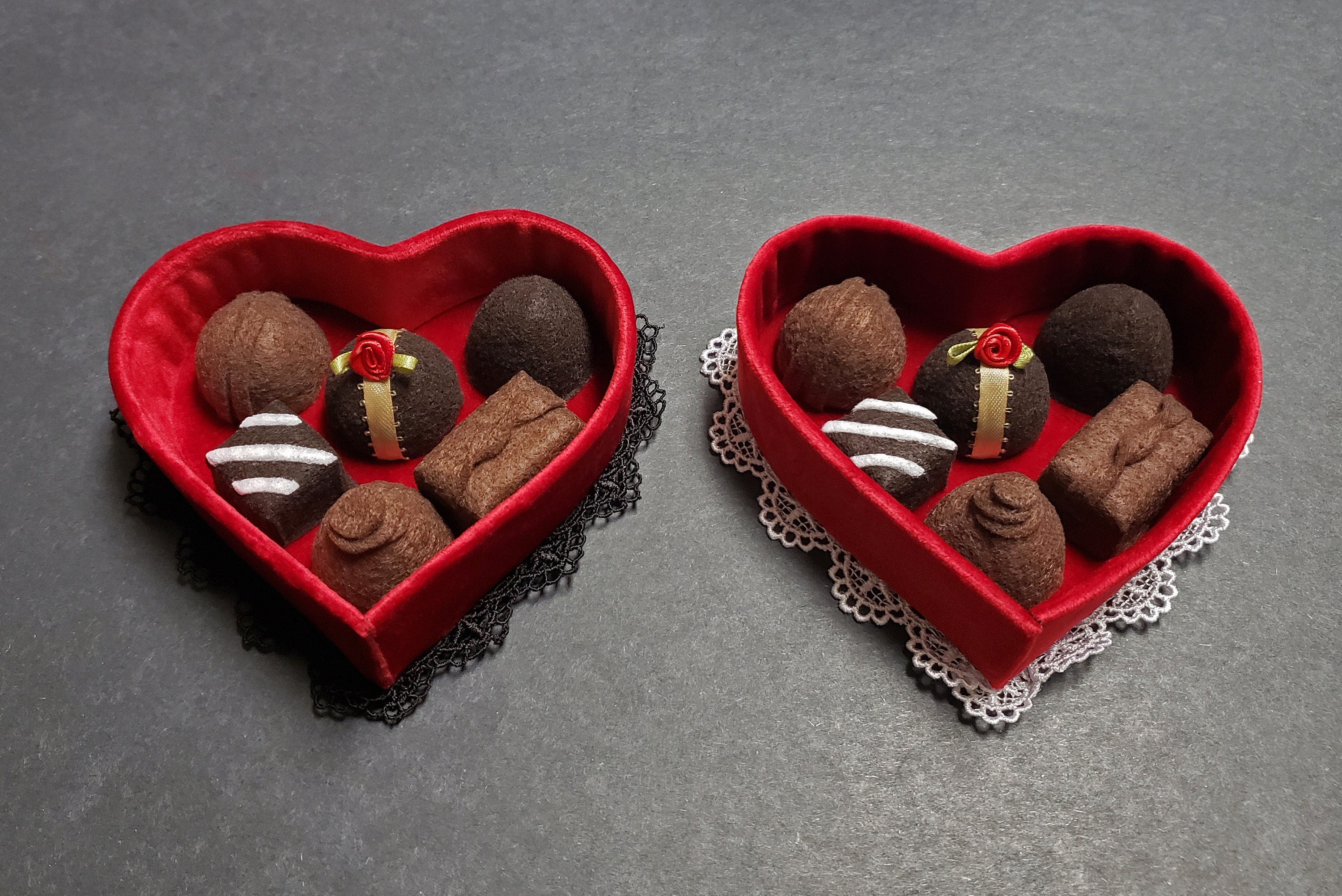 Pink Velvet Burlesque Top Hat with faux chocolates in a Heart Shape Box Here main image 3