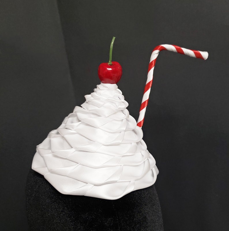 Sweet Whipped Cream Diner Milkshake Hat Cherry, Strawberry, or Chocolate Shavings 7 Straw Colors image 4
