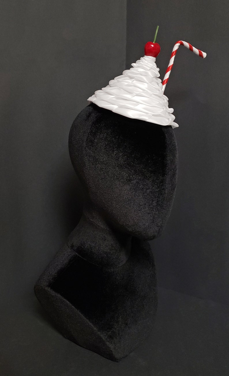 Sweet Whipped Cream Diner Milkshake Hat Cherry, Strawberry, or Chocolate Shavings 7 Straw Colors image 3