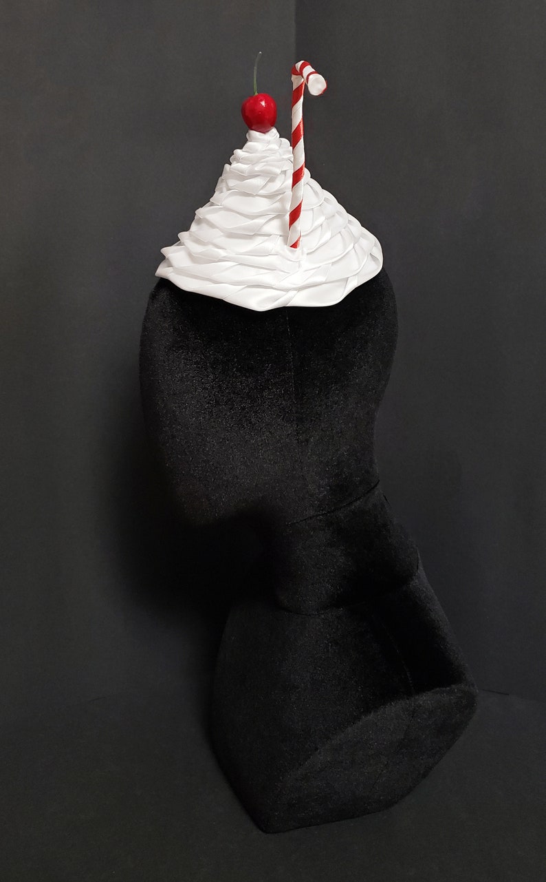 Sweet Whipped Cream Diner Milkshake Hat Cherry, Strawberry, or Chocolate Shavings 7 Straw Colors image 2