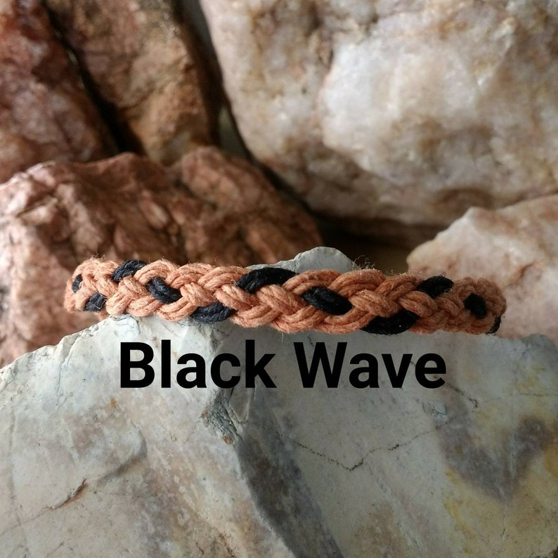 Braided Hemp Anklets or Bracelets in Black & Cappuccino Geometric Patterns Men Women Kids all ages Hippie Surfer Boho Hemp Beach Jewelry image 7