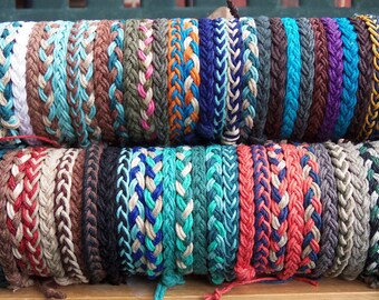 Braided Hemp Anklet bracelet Custom Colors Hippie surfer Boho braided Beach layering Stacking jewelry Men Women All & all ages