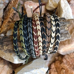 Herringbone Fishtail Hemp Anklet Bracelet Braided in Neutral Earth colors with Chevron Accent hippie surfer jewelry 4 Men Women All all ages