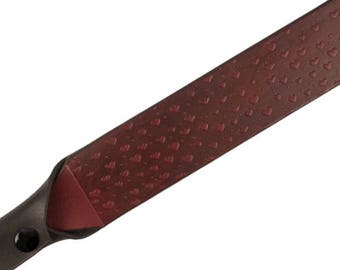 Red Hearts Spanking Paddle - Red Spanking Paddle - Leather Paddle - BDSM Paddle - Spanking Strap - Heart Paddle - Valentines Paddle