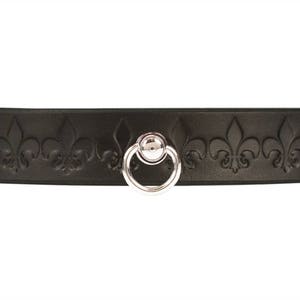 BDSM kraag zwart lederen kraag gotische kraag leder Choker Slave kraag Bondage kraag Fleur De Lis afbeelding 1