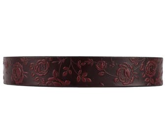 BDSM Choker - Red Leather Choker - Leather Choker - Slave Collar -  Bondage Collar - Red Rose Collar