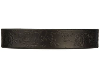 BDSM Collar - Black Leather Choker - Gothic Choker - Leather Choker - Slave Collar -  Bondage Collar - Black Rose