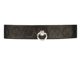 BDSM Collar - Black Leather Collar - Gothic Collar - Leather Collar - Slave Collar -  Bondage Collar - Art Deco