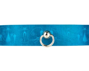 BDSM Collar - Blue Slave Collar - Blue Bondage Collar - Blue Leather Collar - Blue Cosplay Collar - Blue PetPlay Collar - Kitten