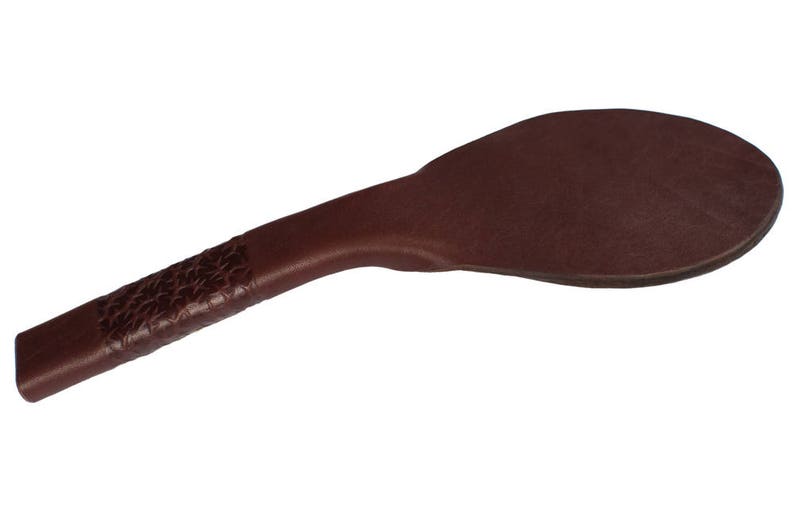 Spanking Paddle Leather Paddle BDSM Paddle Black Spanking Paddle Thorns Ebony & Brass image 5