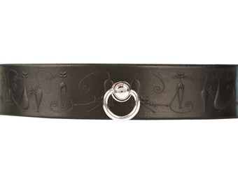 BDSM Collar - Black Slave Collar - Black Bondage Collar - Black Leather Collar - Black Cosplay Collar - BlackPetPlay Collar - Kitten