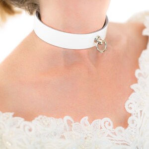 White Bondage Collar White Slave Collar White Leather Collar White Cosplay Collar White PetPlay Collar White BDSM Collar image 1