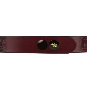 Red Leather Collar Red Rose Collar Red BDSM Collar image 6