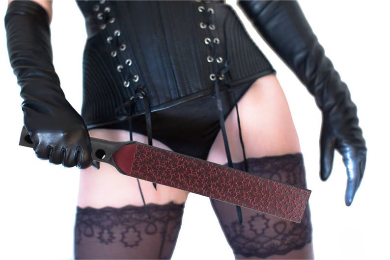 Spanking Paddle BDSM Paddle Black and Red Spanking Paddle Leather Paddle Spanking Slapper Spanking Strap image 1