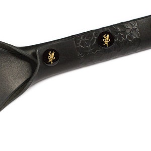 Spanking Paddle Leather Paddle BDSM Paddle Black Spanking Paddle Thorns Ebony & Brass image 3