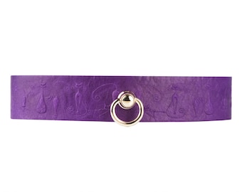 BDSM kraag - paarse slaaf kraag - paarse Bondage kraag - paarse Leather Collar - paarse Cosplay kraag - Purple PetPlay kraag - Kitten