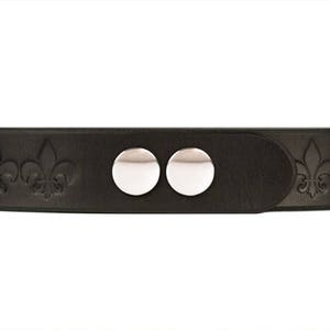 BDSM kraag zwart lederen kraag gotische kraag leder Choker Slave kraag Bondage kraag Fleur De Lis afbeelding 2