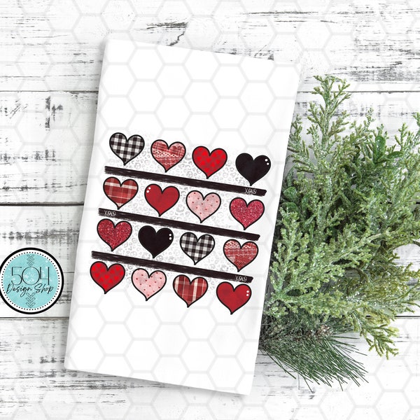XOXO Heart Collage Valentine Kitchen Towel PNG, Hearts Valentines Tea Towel Png, Valentine Sublimation Shirt Design, Love Mug Png