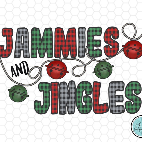 Christmas Pajama Digital PNG, Jammies and Jingles sublimation Design