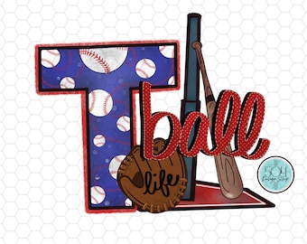 T Ball Sublimation PNG, Spieltag T-Shirt Design, Ich spiele Tball Kinder Png, Tragetasche Sublimationsdesign