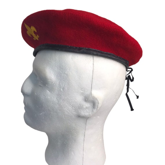Vintage Small Red Wool Beret Hat Official Head We… - image 5