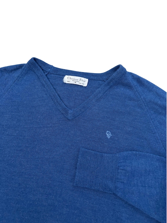 Christian Dior Monsieur, VTG Christian Dior Monsieur V Neck Pullover Sweater Men’s XL Blue 90s Preppy