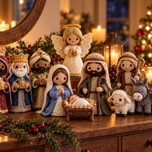 Crochet Nativity Set Pattern, Christmas Amigurumi Scene, Holy Family Wise Men Animals PDF Download