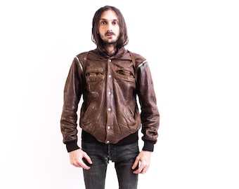 70's】French Air Force Pilot Leather Jacket Size.96M