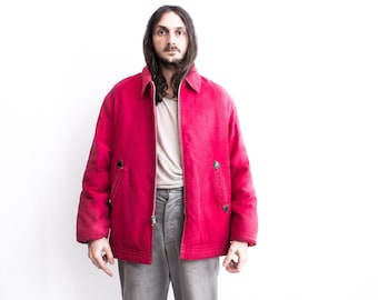 1960er Jahre handgemachte TALON ZIPPER Kapuzen Jagdjacke Oberbekleidung. Freizeit Jacke Rosa Rot im Alter von Baumwolle Rustikal