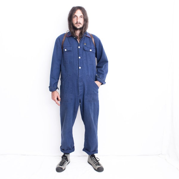 Work Jumpsuit 70s . Slouchy Work Boiler suit . Retro Workwear Coverall Overall .