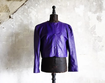 Cardinal Purple Nappa Leather Blazer jacket 1980s .
