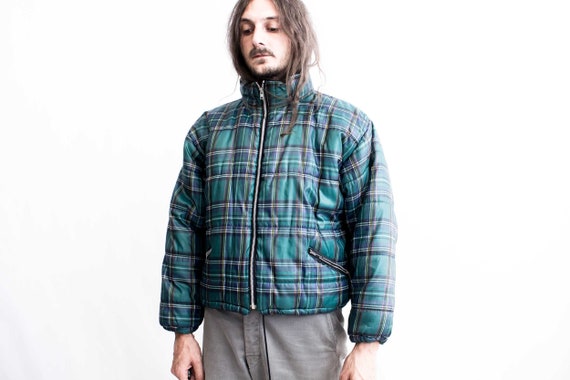 80s Checked Puffer Jacket . Down Bomber Jacket Ch… - image 5