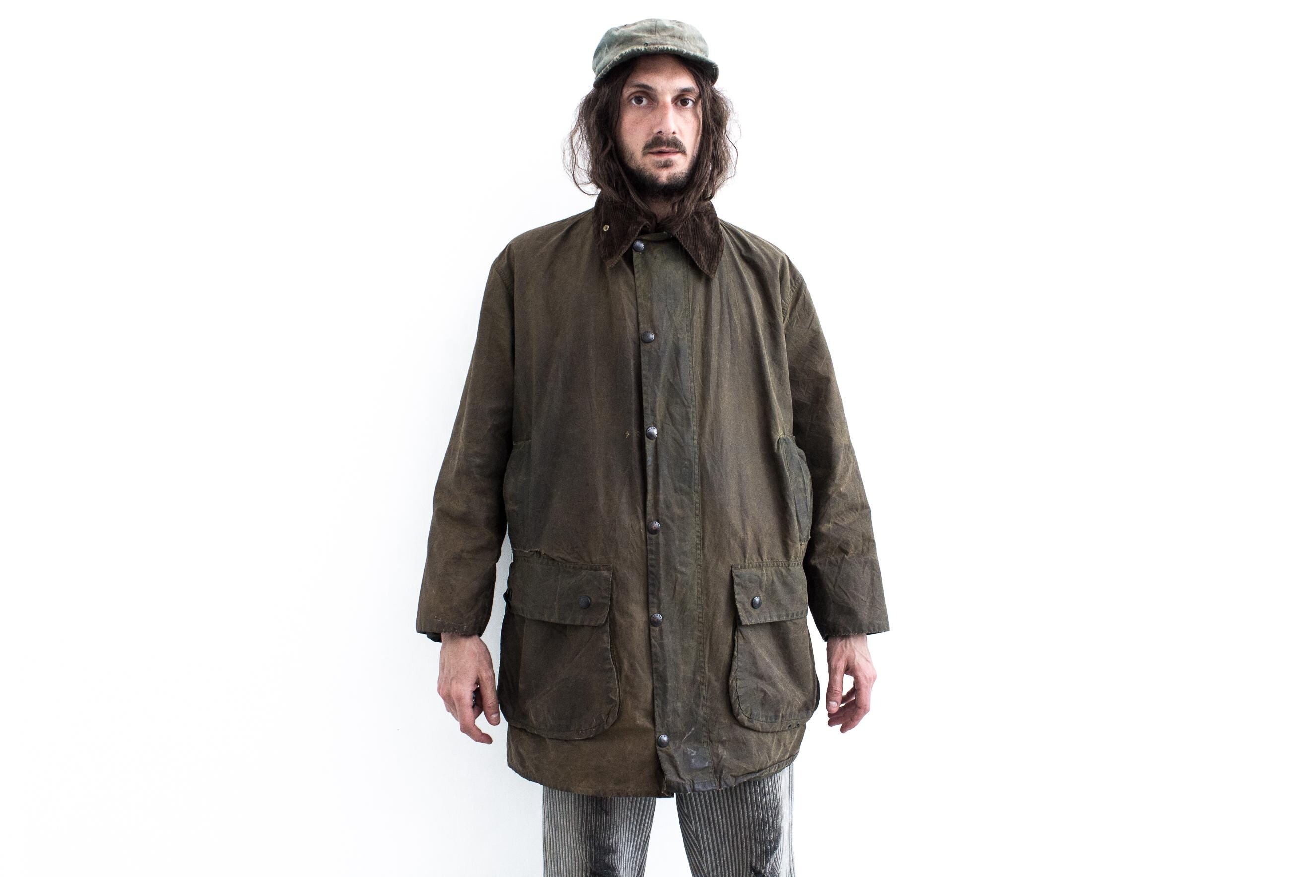 【新品未開封・送料無料】 BARBOUR 1980s BORDER Hunting Duster . Jacket Waxed Green ジャケット・アウター